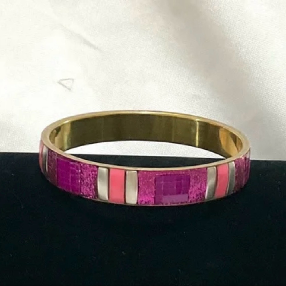 Bangle Bracelet with Glass Inserts